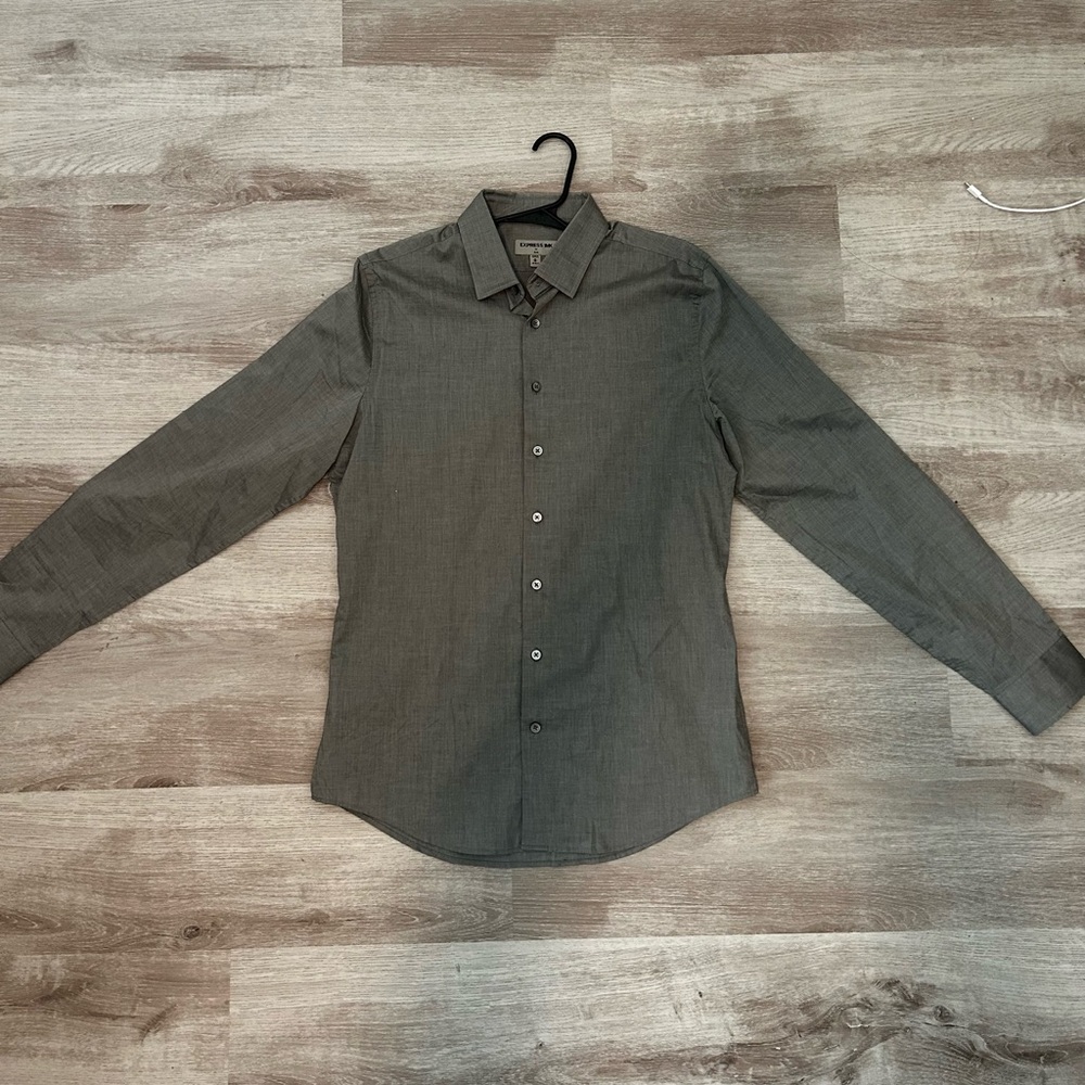 Express IMX Slim Fit Dress Shirt - Medium - Gray